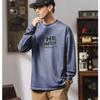 Мужская футболка больших размеров с принтом в американском ретро-стиле, на осень и зиму--Легкая и устойчивая к складкам, универсальная для通勤, с длинным рукавом