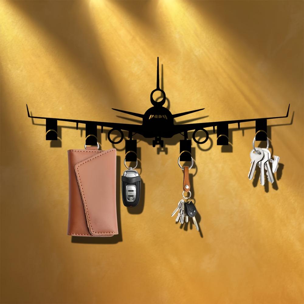Металлический держатель для ключей в виде самолета Настенный крючок для украшений Черный органайзер для ключей Прихожая Офис Декор для хранения у входной двери Подарок