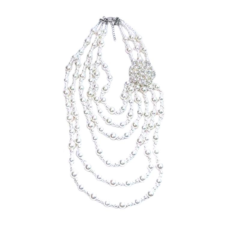 Комплект из ожерелья и серег с искусственным жемчугом Модный женский комплект ювелирных изделий: statement-ожерелье и серьги с искусственным жемчугом