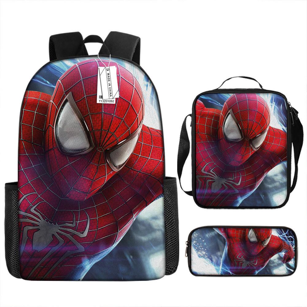 Spiderman School Backpack Set With Oxford Fabric Breathable Waterproof For Kids