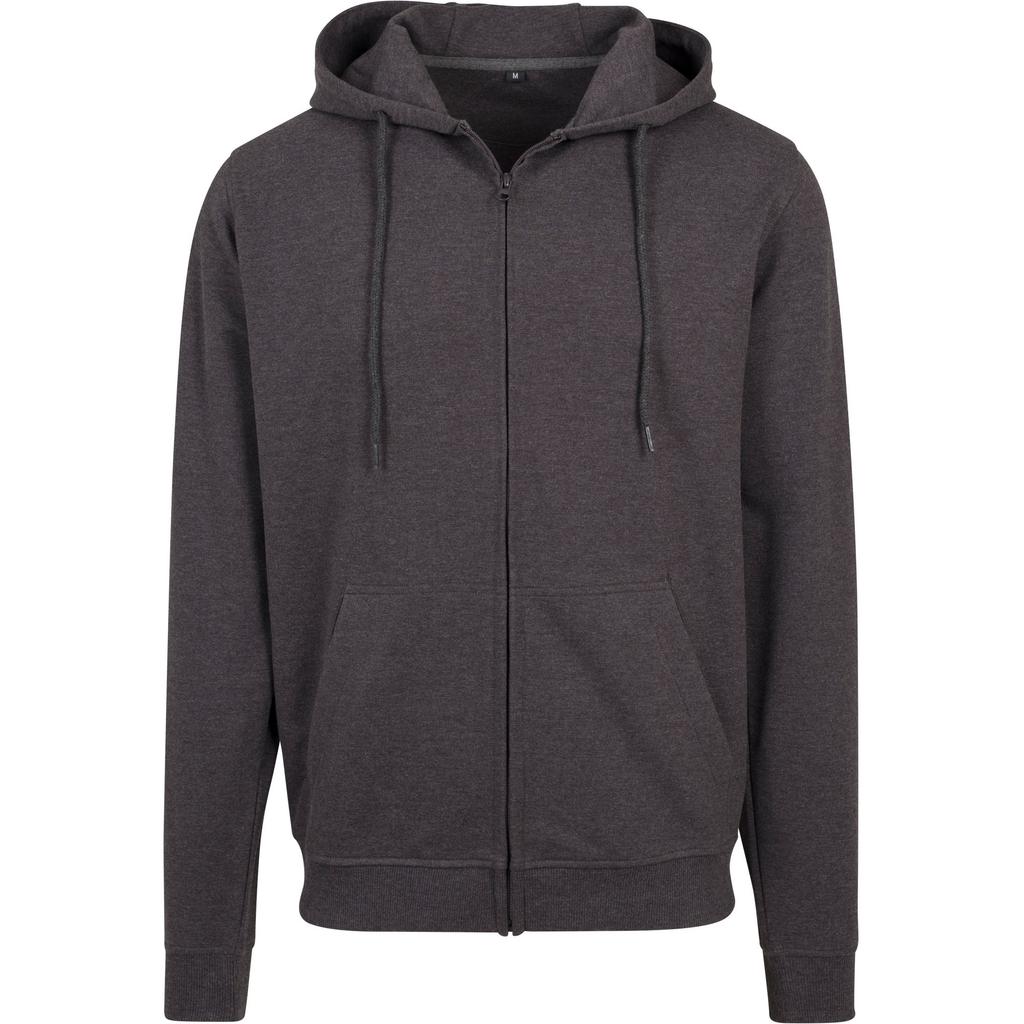 Build Your Brand Mens Plain French Terry Full Zip Hoodie