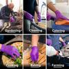 100PCS Purple Nitrile Gloves Thickened Disposable Gloves for Kitchen Household Cleaning Garden Mechanic Work Hair Salon Tattoo
