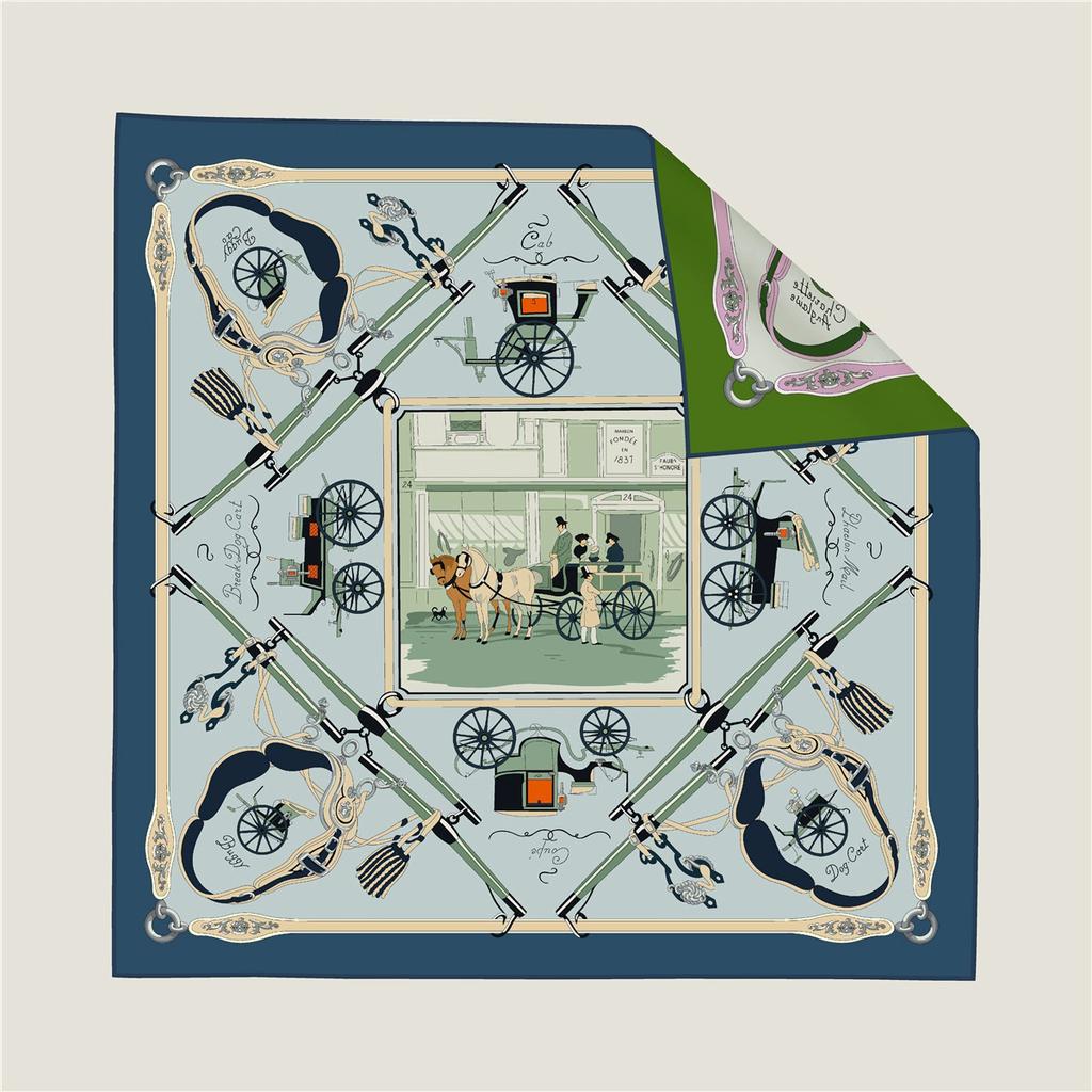 Brand Silk Scarves Wraps Wheel Printed Twill Silk Scarf Women Shawls Luxury Design Hijab Fashion Square Curled Scarf Neckerchief