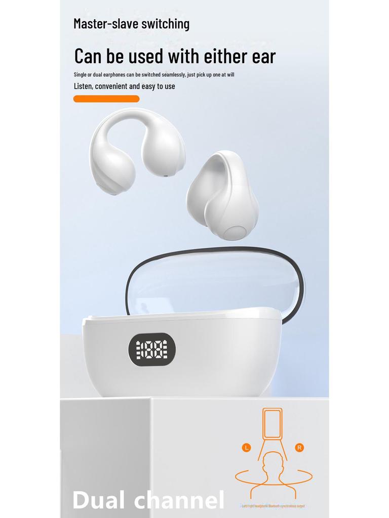 Беспроводная Bluetooth 5.4 гарнитура с заушным креплением, дисплеем и сверхдолгим сроком службы аккумулятора