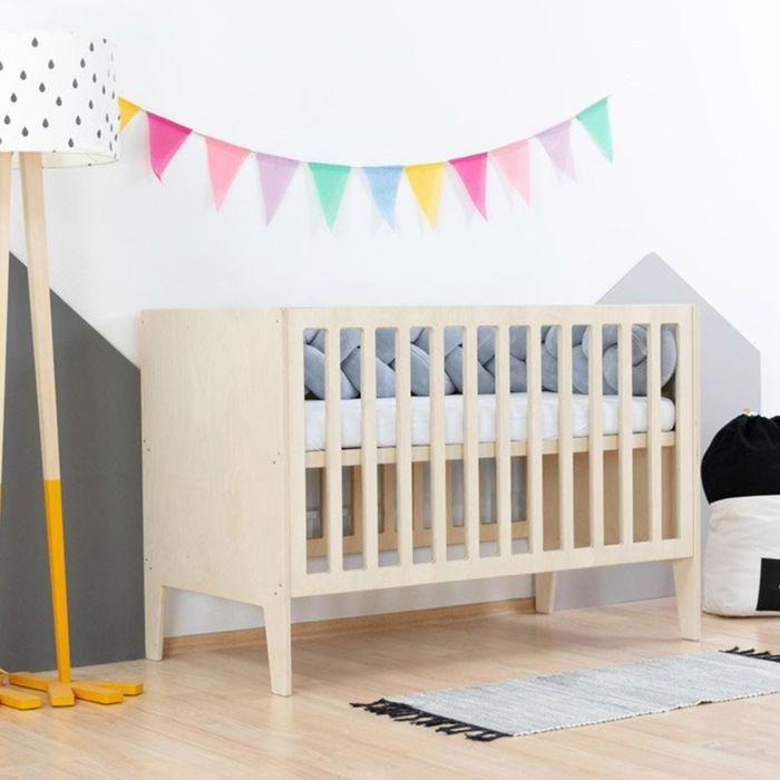 Lit évolutif bébé à barreaux bois vernis 60 x 120 cm