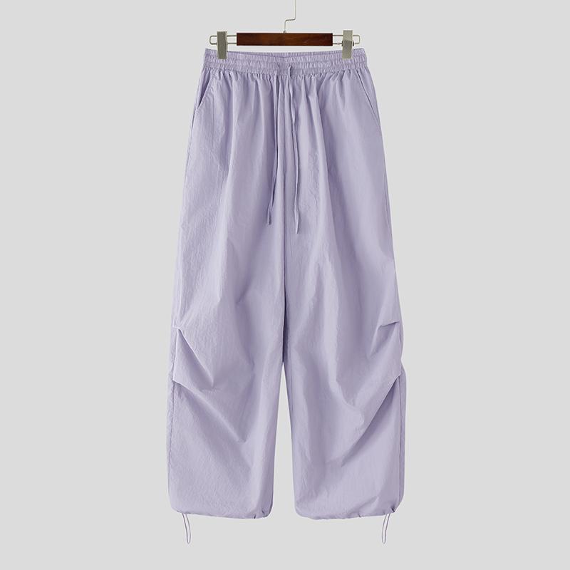 INCERUN Мужские повседневные тонкие длинные брюки-карго с эластичной талией и завязками на талии