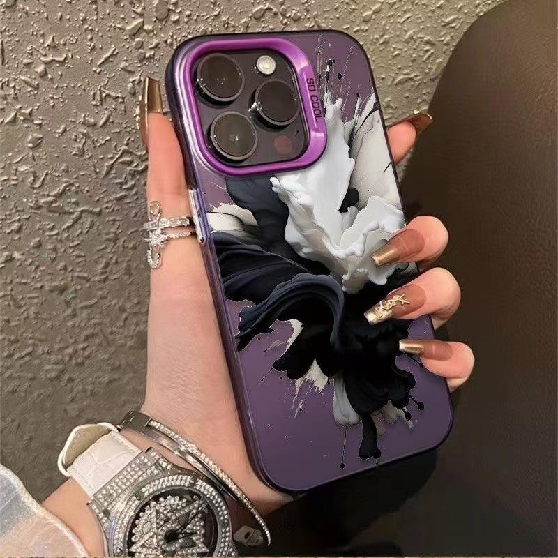 Черно-белые чернила подходят для чехла на телефон iphone17 11 Apple 15promax/14 противоударный 13pro Европейский и американский стиль 16
