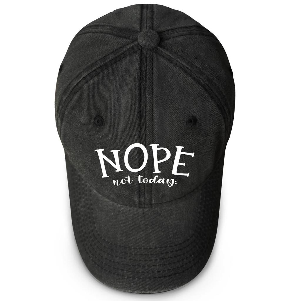 NOPE not today" Print Adjustable Baseball Cap, Trucker Hat Casual Slouchy Retro Hip Hop Snapback Sun Hat