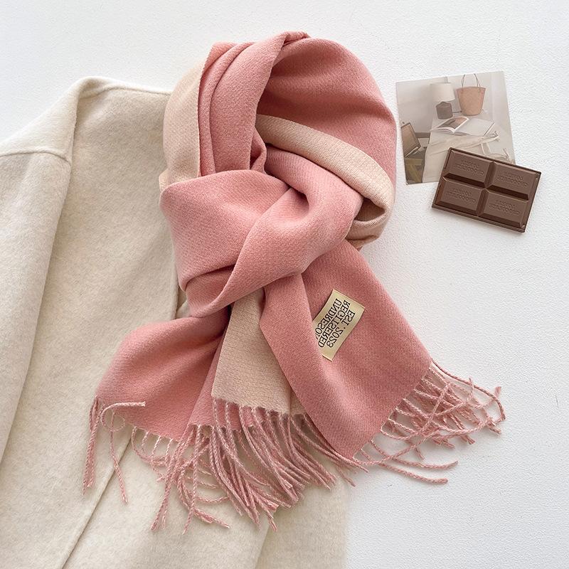 Супермягкий ворсистый кашемировый шарф для женщин на зиму, высококачественный, корейская версия, универсальный верблюжий цвет, двусторонний однотонный, теплый шарф для мамы