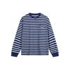 Weekend Youth All-Over Stripe Crew Neck Loose Long Sleeve T-Shirt Unisex Tops Deep-Navy AHSU717-2
