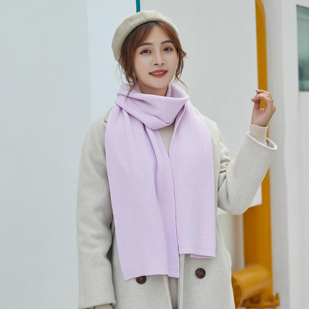 Зимний шарф вязаный утолщенный однотонный эластичный ветрозащитный сохраняющий тепло антиусадочный женский школьный уличный шарф