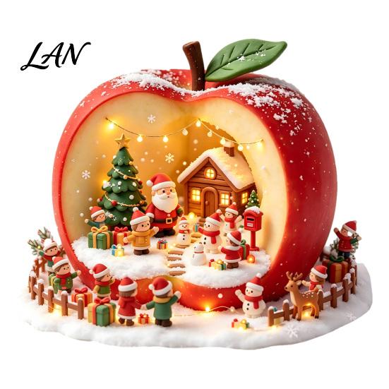 Festive Window Murals for Holidays Christmas Static Clings, Apple House Santa Claus Stickers, Waterproof Gift Ideas Party PVC Glass Decals Holiday