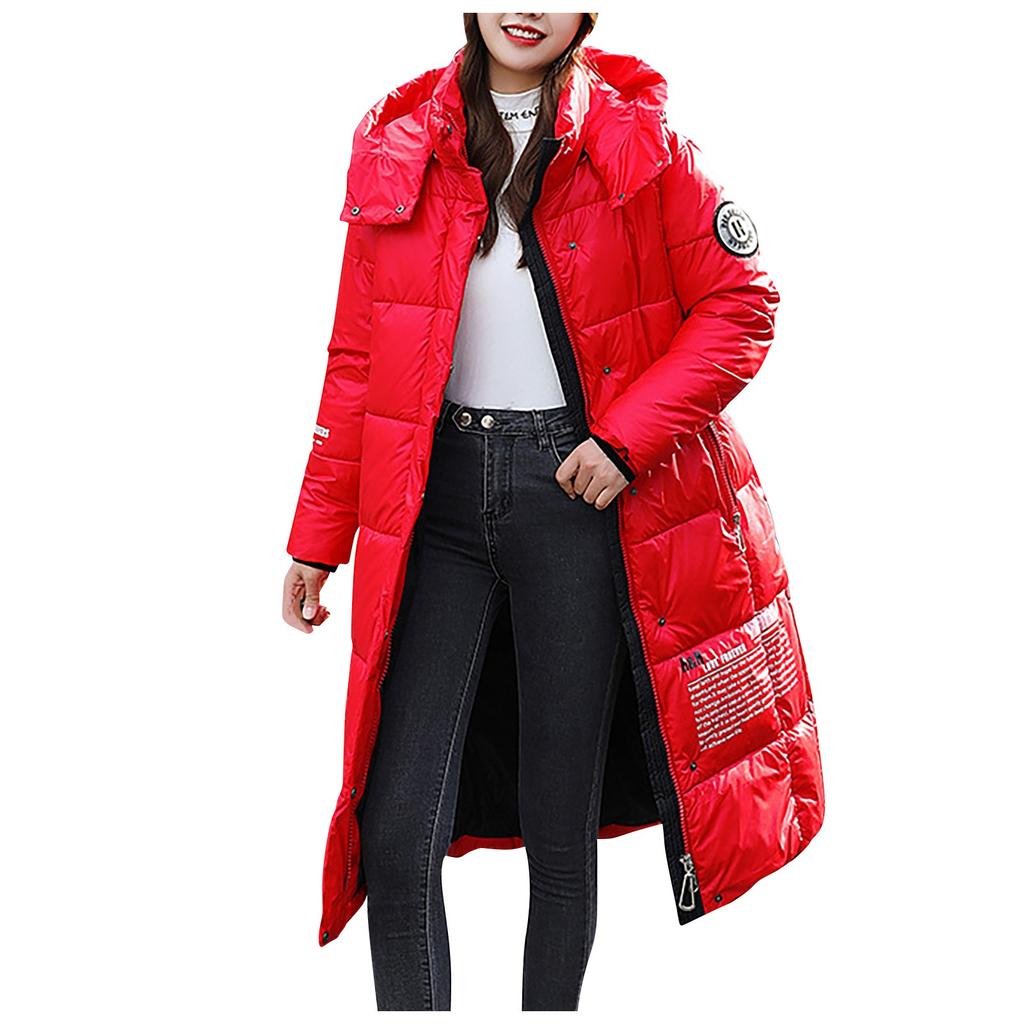 Women's Winter Fashion Long Over-The-Knee Hooded Thick Padded Jacket Coat