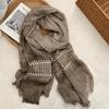 Cotton and Linen Scarf New Fashion Design Sense Solid Color Neck Protection Scarf Literary and Retro Splicing Scarf Shawl
