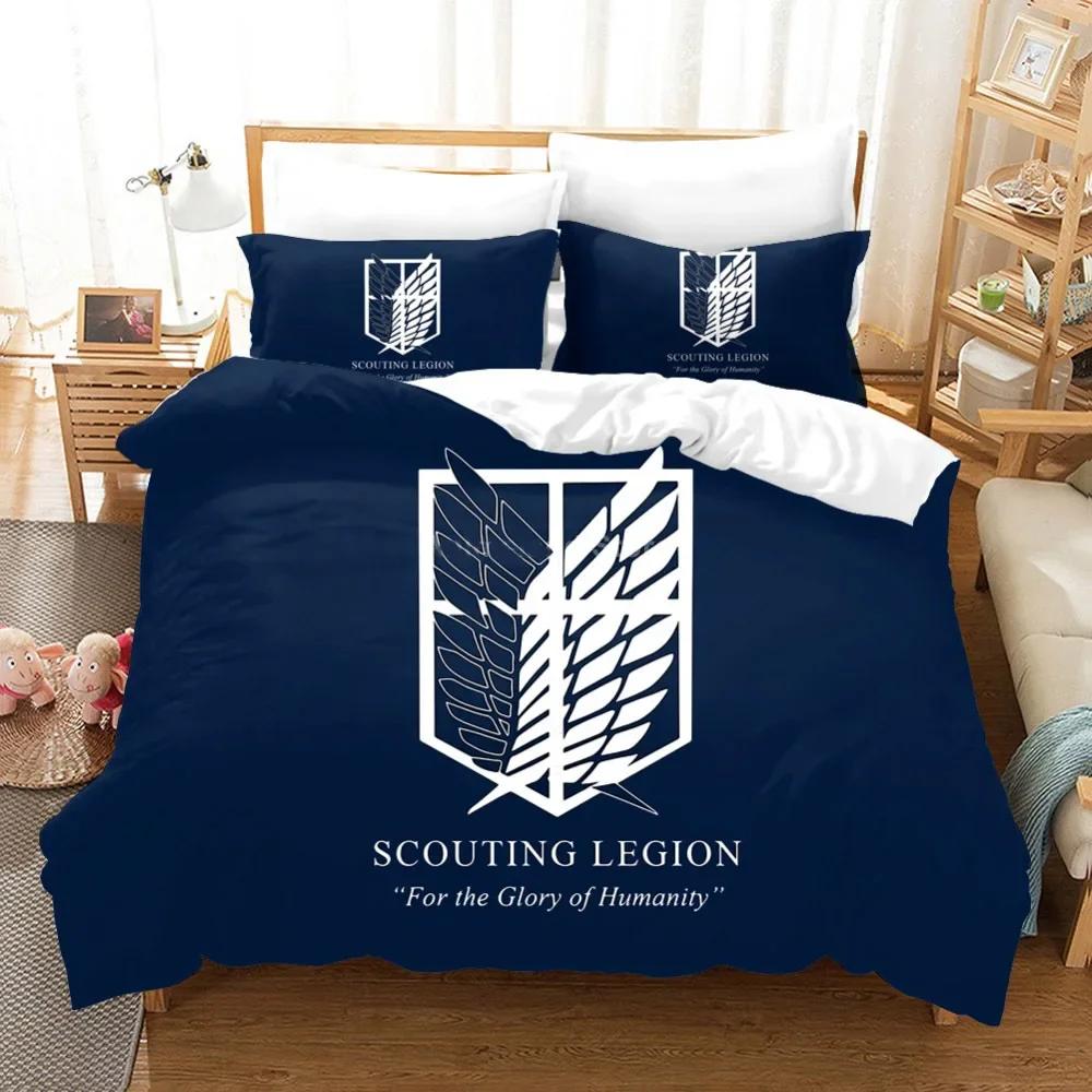 3D Printed Attack On Titan AOT Bedding Set Anime Levi Duvet Cover Double Twin Full Queen King Adult Kids Bedclothes Quilt Cover