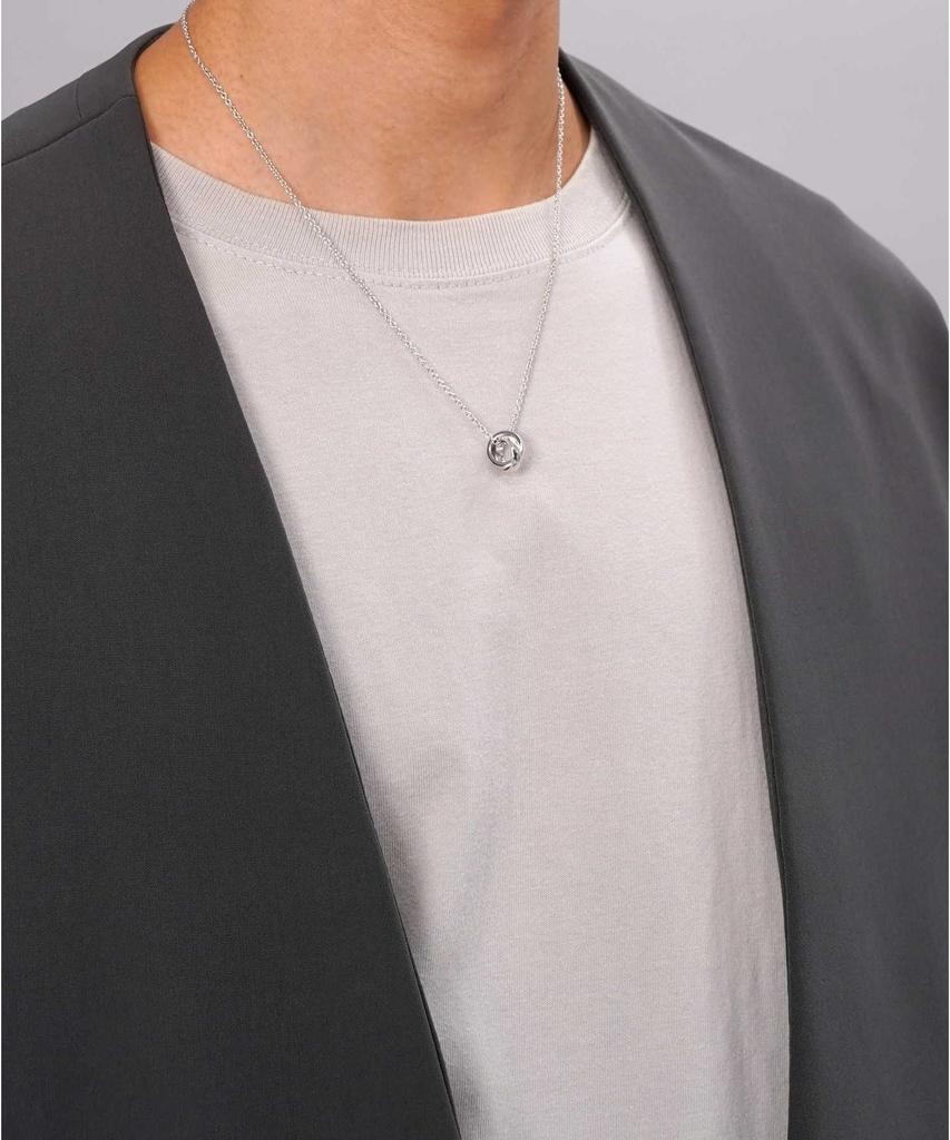 Necklace THE EDGE Double Ring Necklace 925 Silver Directly Manufactured Silver [Lion Heart] Men's (With Pouch)