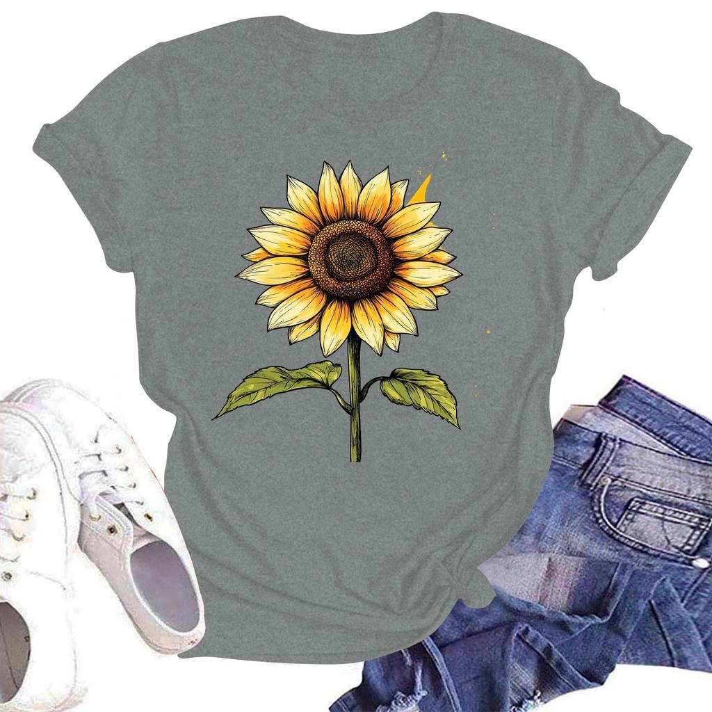 Женская повседневная свободная футболка с принтом, круглый вырез, пуловер, короткий рукав, топ