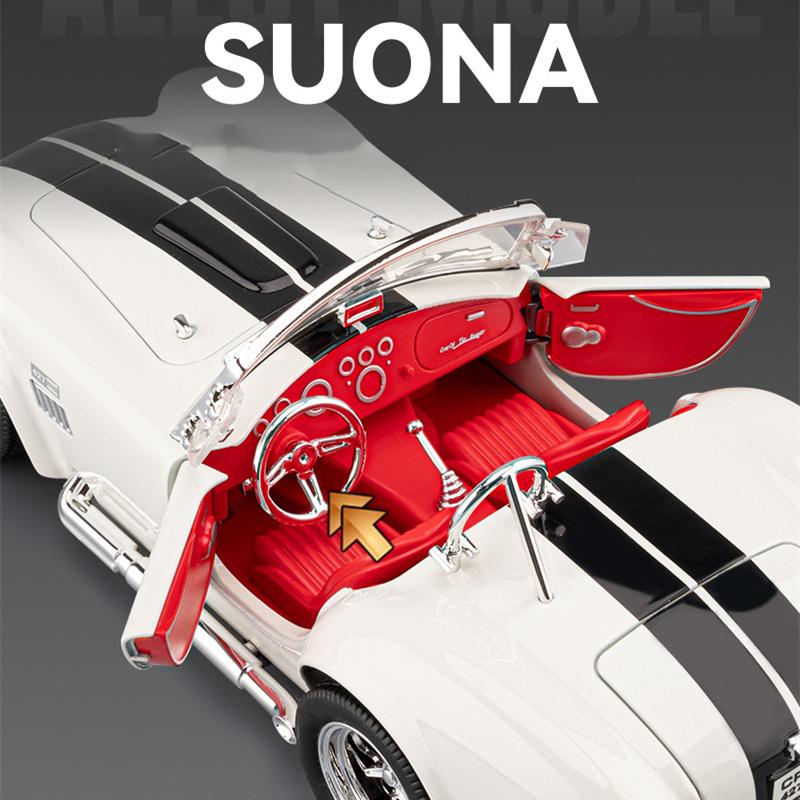 1/22 Ford Shelby Cobra 427 S/C Родстер Сплав Модель Спортивного Автомобиля Литые Металлические Классические Ретро Автомобили Модель Транспортных Средств Звук Свет Детские Подарки