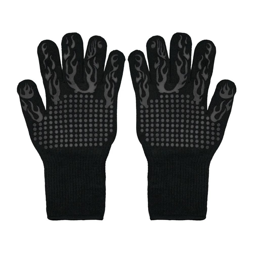 Перчатки для барбекю, устойчивые к высоким температурам, перчатки для гриля с теплоизоляцией, перчатки для духовки с защитой от ожогов для гриля на кухне