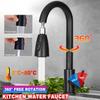Black Pull Out Kitchen Faucet Single Hole Spout Kitchen Sink Mixer Tap Sprayer Head Hot Cold Tap Mixer