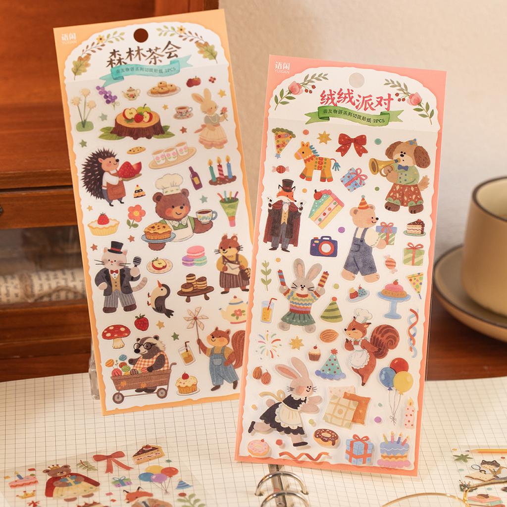 2 Pcs Kawaii Aesthetic Cartoon Stickers for Phone Camera Luggage Journal Scrapbooking Decoration Cute Stationery Decals
