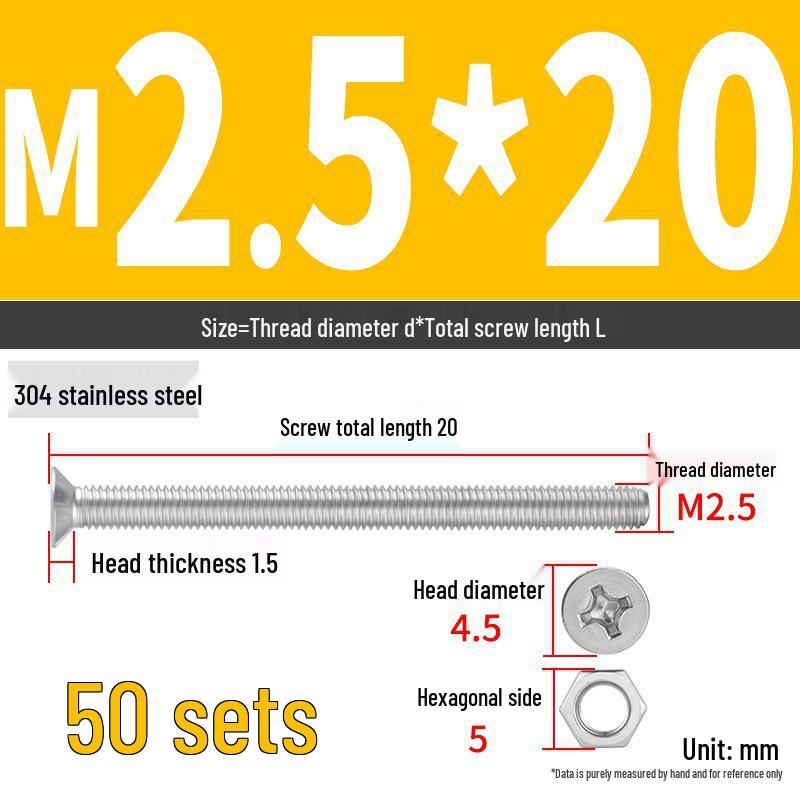 Набор Extra Long Phillips Flat Head Винтов и Гаек из Нержавеющей Стали 304 (2М, 3М, 4М)