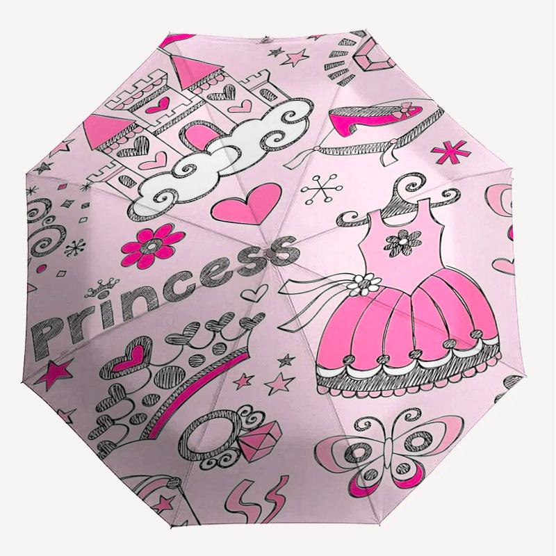 1PC Princess Castle Umbrella-8-Rib Reinforced Portable Folding Travel Suitable for All Seasons Outdoor Daily Use  -J0329