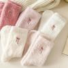 Женские плюшевые носки до середины голени с меховым бархатным бантом - Милые, плотные и теплые для осени и зимы.