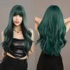 Пушистые лавандовые синтетические зеленые парики для женщин, повседневный косплей, новый тренд, средняя часть, волнистые зеленые волосы, парик, термостойкое волокно