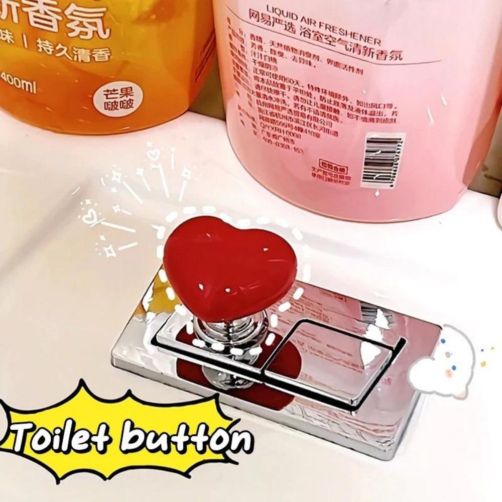 2 шт., цветная кнопка в форме сердца для унитаза, кнопка для бачка с водой, вспомогательная ручка для ящика двери шкафа, универсальный переключатель смыва