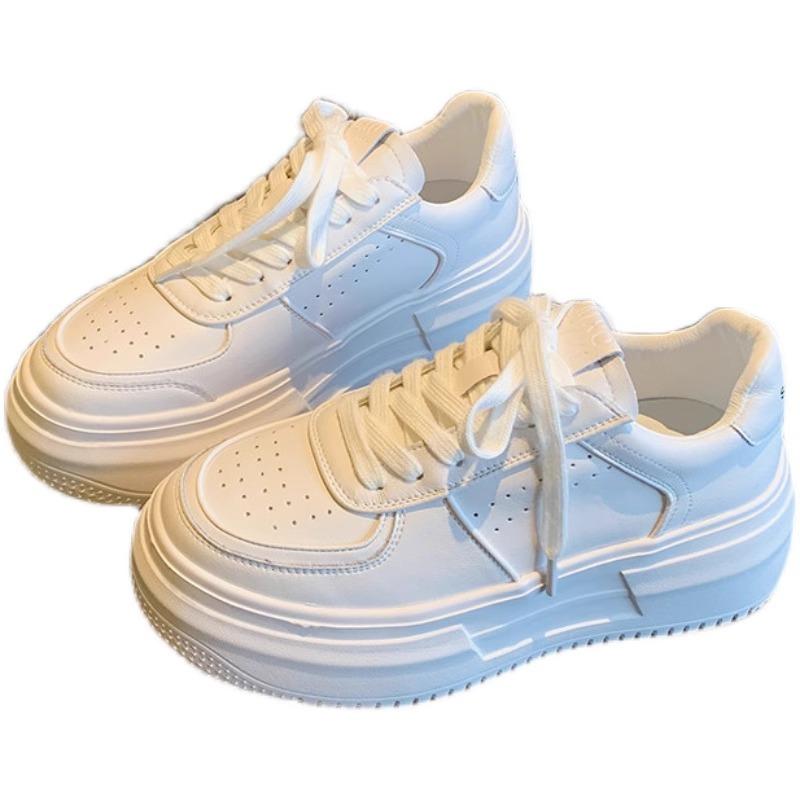 Кожаные кроссовки для сноуборда, детские, весенние, новые, на толстой подошве, белые, увеличивающие рост, студенческие, универсальные, повседневные, спортивные туфли