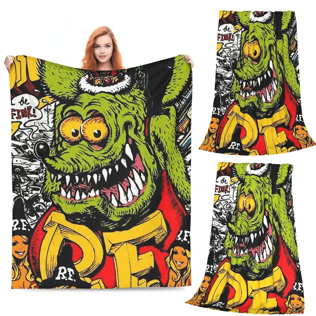 Пледы с рисунком Rat Fink Мягкий теплый фланелевый плед Покрывало для кровати Гостиной Пикника Путешествий Дома Дивана