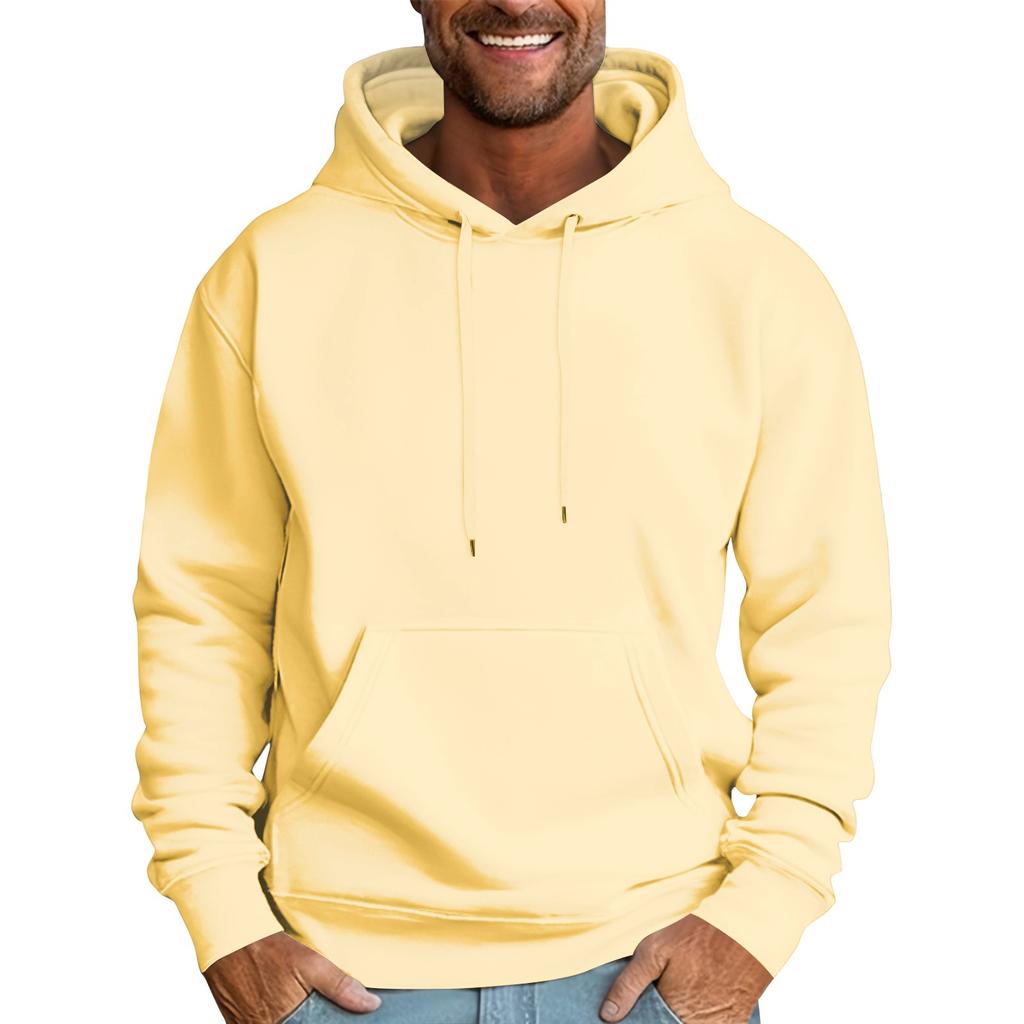 Мужская повседневная толстовка свободного кроя однотонная со шнурком худи с большим карманом спортивная толстовка