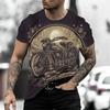 Винтажная летняя мужская футболка с принтом мотоцикла 3D Heavy Metal Punk с коротким рукавом, классическая уличная мода, большой размер, свободный топ