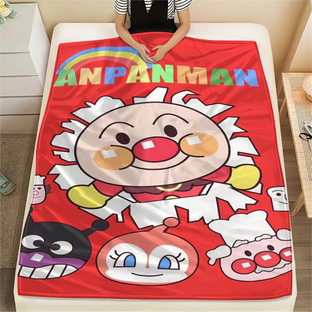 Anpanman Family pattern Flannel Blanket, High quality Comfortable for All Seasons, Home Decor, Warmth and Comfort, Perfect for Gifts.