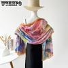Chinese Style Long Scarf for Women Travel Long Scarf Satin Hollow Printed Scarf Shawl Sunscreen Scarf