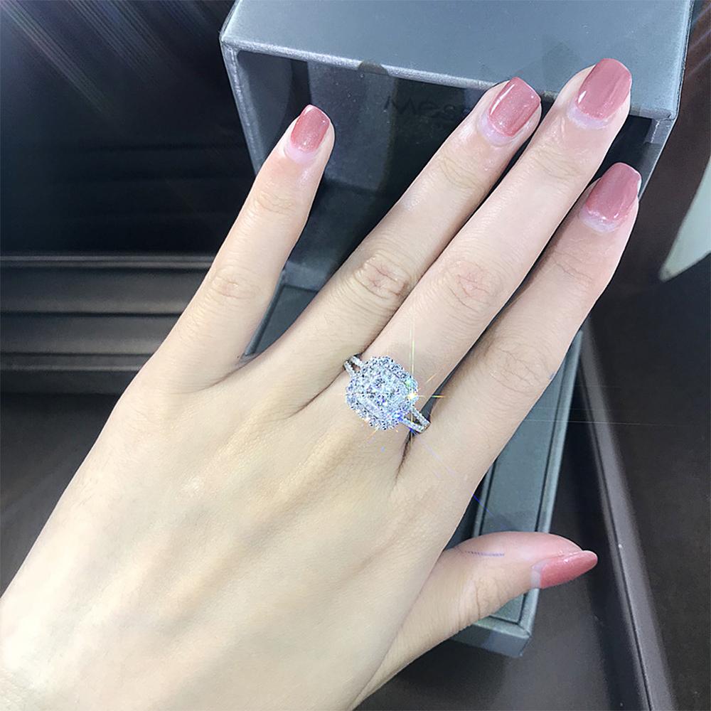 New Gorgeous Square Shape Women Ring Full Bling Iced Out Micro Pave Crystal Zircon Dazzling Bridal Ring Wedding Engage Ring