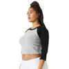 Bella + Canvas Womens/Ladies Heather Raglan 3/4 Sleeve Crop Top