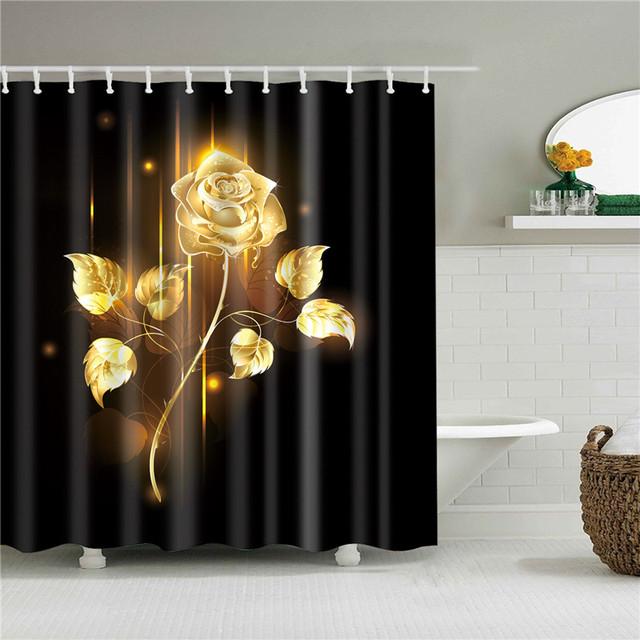Chinese Style Flower Branch Landscape Shower Curtain 3D Printing Sunflower Bathroom Accessories Sets Waterproof Polyester Screen