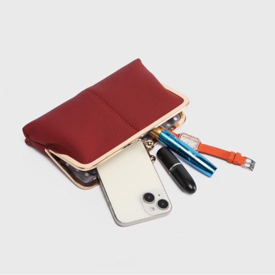 Женский клатч-кошелек, винтажный клатч с замком-поцелуем, дорожный кошелек из натуральной кожи с отделениями для нескольких карт, держатель для карт для свиданий, вечеринок, шопинга