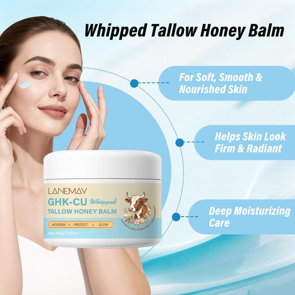 GHK-Cu Beef Tallow Honey Balm-Delivers Soft, Smooth, And Nourished Skin-Helps Skin Look Firm And Radiant-100g
