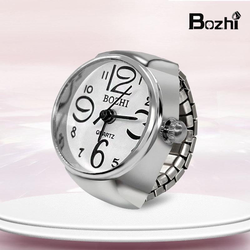 Trendy Unisex New Retro Hip-hop Women's Ring With Round Steel Dial Punk Style Elastic Quartz Ring Women's And Girls' Ring Watch