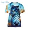Хип-хоп футболка с 3D-принтом свирепого тигра, хит продаж, летняя мужская мода, смешная, крутая, животное, с коротким рукавом