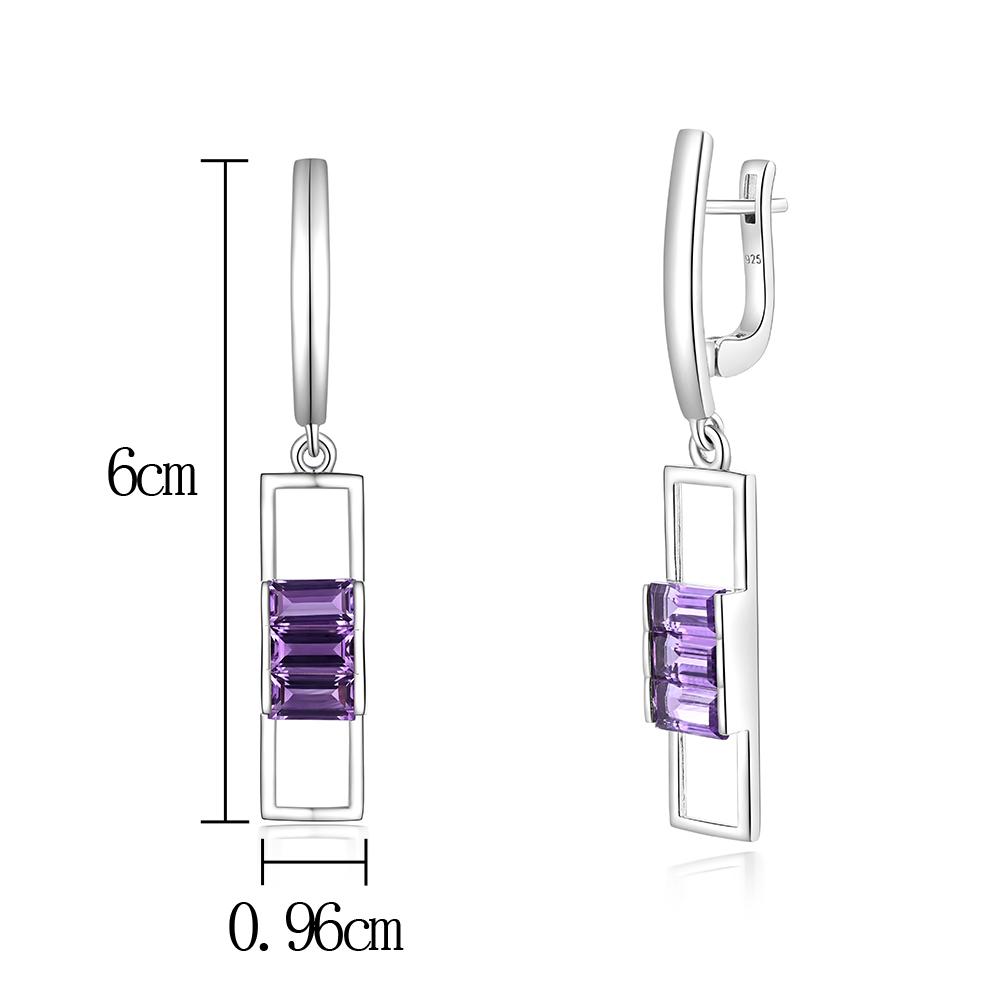 Легкий роскошный серебряный комплект колец и сережек для женщин, натуральный аметист, февральский камень, камень для рождения, готические ювелирные украшения, предложение на помолвку, подарок