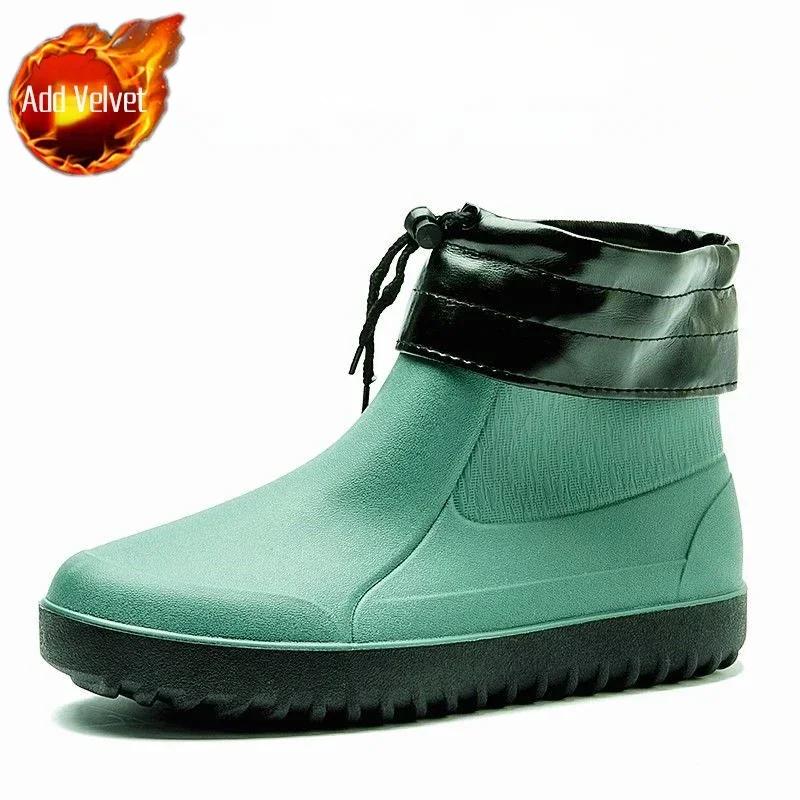 Мужские туфли из резины до щиколотки, короткие, из ПВХ, для шеф-повара, для кухни, низкие, резиновые сапоги для мужчин, подростков, износостойкие, водонепроницаемые, удобные, для взрослых