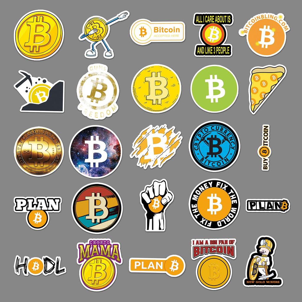 50 Bitcoin Commemorative Graffiti Stickers for Suitcase, Laptop, and Car