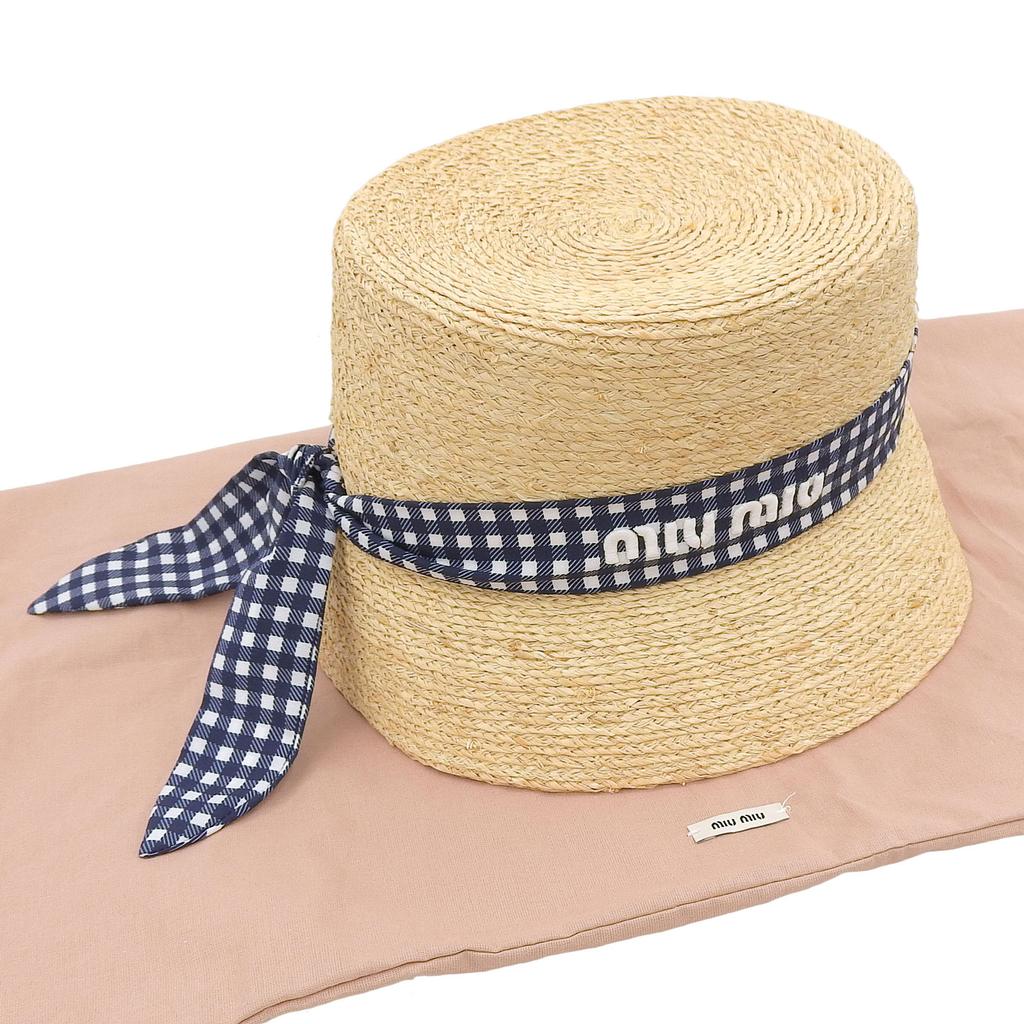 Excellent MIUMIU hat natural Raffia Women M 5HC307 Used