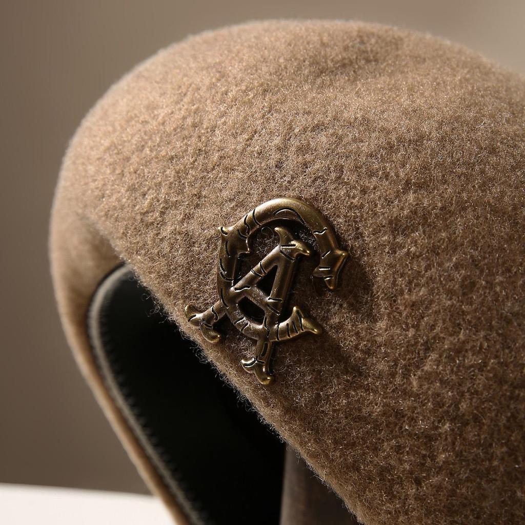 Элегантный большой берет из чистой шерсти для женщин - Ретро осенне-зимняя шляпа художника с теплом и стройнящим эффектом