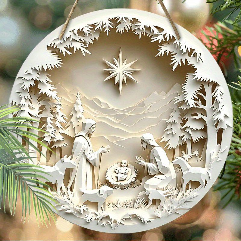 Holy Night Nativity Scene Pendant, Decoration of Home Walls or Doors, 2d Flat Wooden, Christmas Decoration, Gifts for Friends and Family