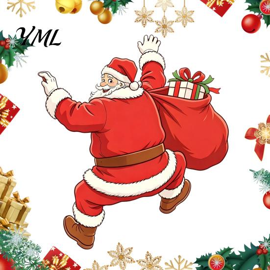 DIY Christmas Scene Decor Wall Sticker, Self?Adhesive Climbing Santa Claus Decals, Funny Weatherproof Holiday Stickers Mural for Living Room